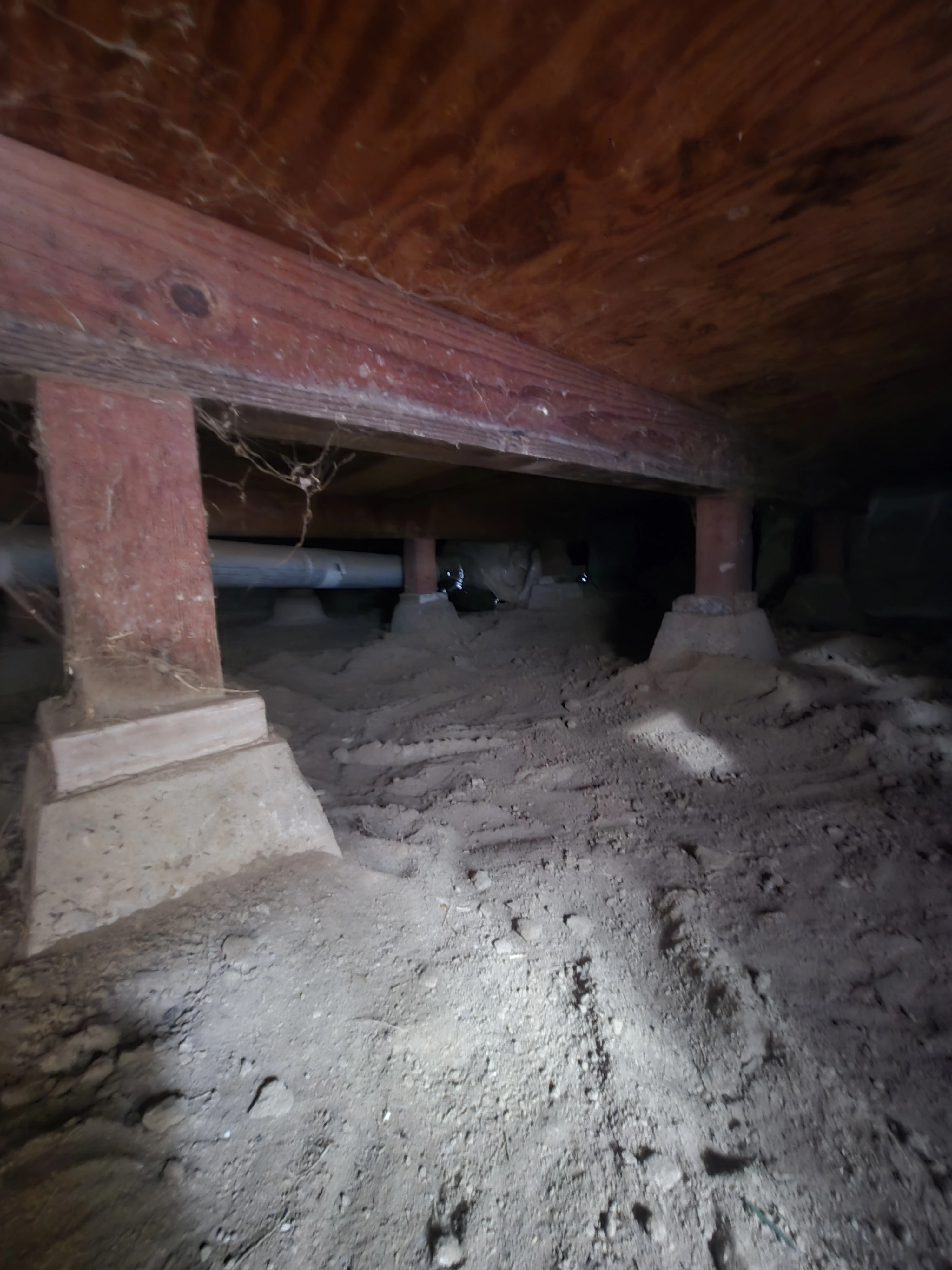 Santa Barbara Home Inspector evaluating a crawlspace and foundation